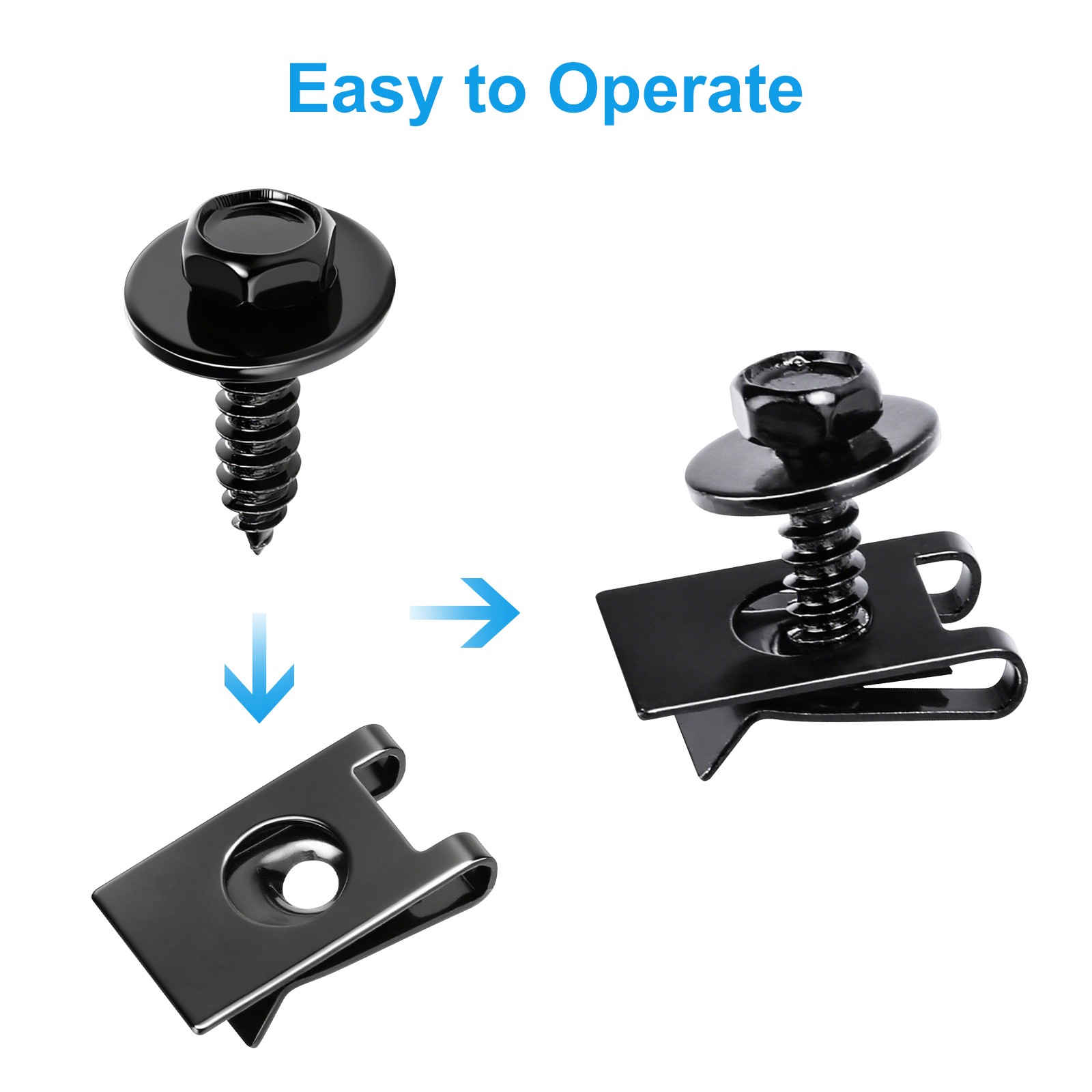 50PCS M4.2 Fender Liner Body Bolts Screws & U-Nut Clips Car Bumper Engine Guard