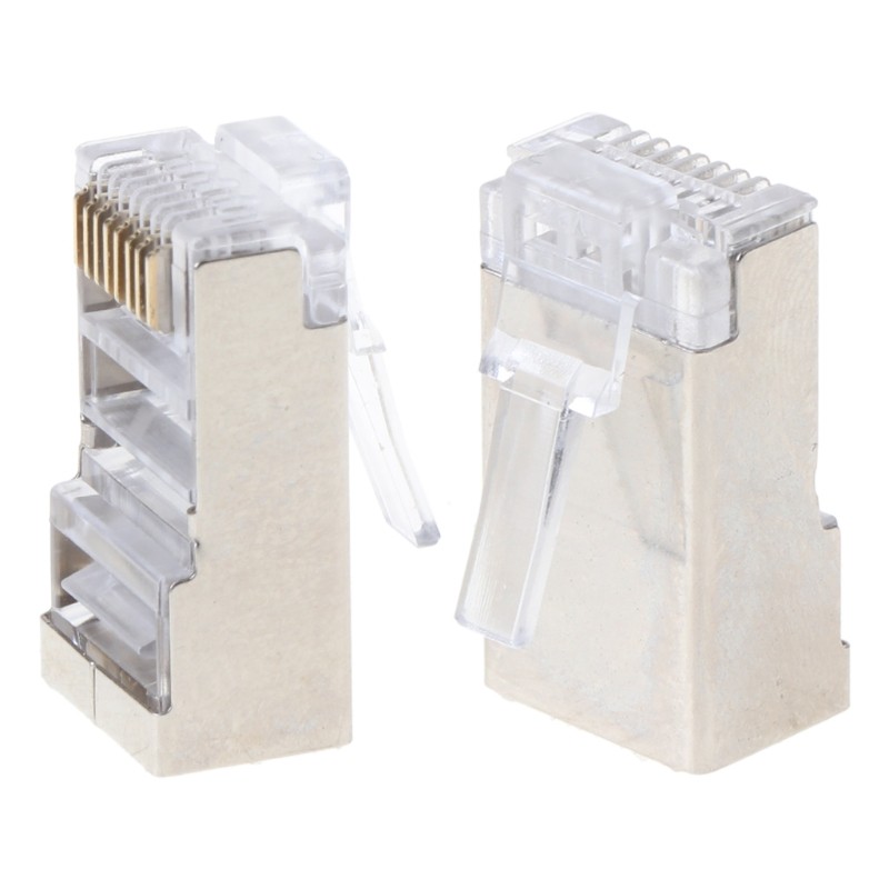 10Pcs Cat6 8-Pin RJ45 8P8C Shielded Stranded Crimp Modular Plug ...