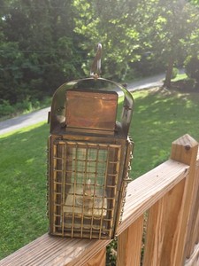 =  Nautical Brass Portable Oil Caged Lantern Sherwood Wedge Kerosene Lamp