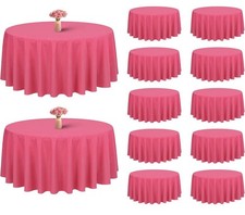 Showgeous 12 Pack Hot Pink Round Tablecloth 90 Inch Polyester Table Clot