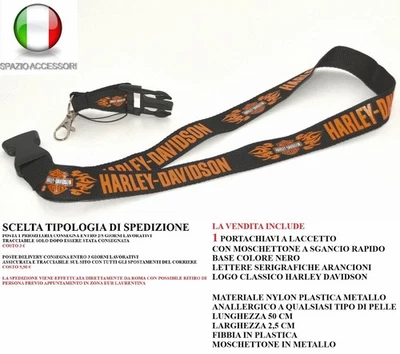 PORTACHIAVI HARLEY DAVIDSON LOGO PORTACHIAVI DA COLLO CORDINO A SGANCIO RAPIDO - Imagen 1 de 4