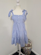 Shein blue and white check tiered sundress NWOT L