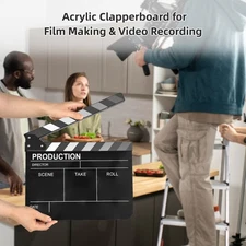 Acrylic Clapperboard Film Clapboard Movie Director's Slate Cut Action JQDR