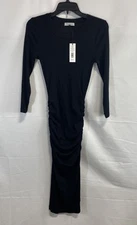 Michael Stars Womens Black Ultra Rib Christina Midi Dress XS