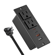 Recessed Power Strip with 30W USB C,Ultra Thin Flat Plug 6FT 30W USB Black