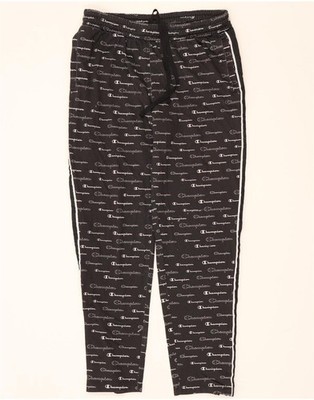 CHAMPION Womens Graphic Tracksuit Trousers UK 14 Medium  Black Polyester CH06