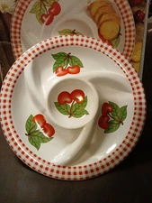 Vintage Alco 12-in Ceramic Chip And Dip Platter "Sweet Fields"