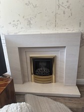 Stone Fireplace Surround and Fire, Small Chip On The Hearth