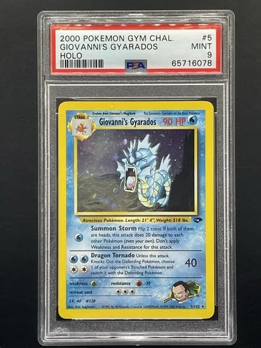 2000 Pokémon TCG Giovanni's Gyarados Holo Rare 5/132 Gym Challenge PSA 9 Mint