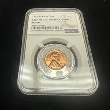 Encased Lucky Cent 1956 Wheat Keep Me And Never Go Broke NGC MS66