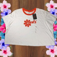 NY Levi's Vit Blommig Jordie 70-Talsinspirerad Skjorta Dam Plus Storlek 3X   