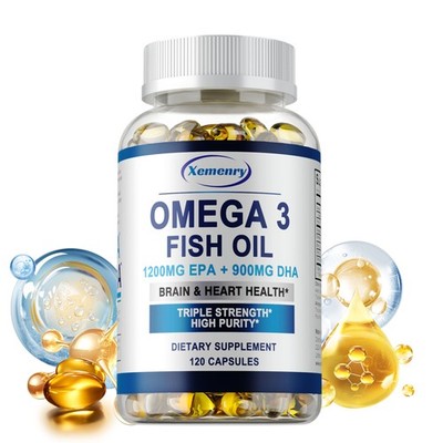 Omega 3 Fish Oil 120pcs- EPA & DHA,3x Strength Joint Support Brain Heart Health