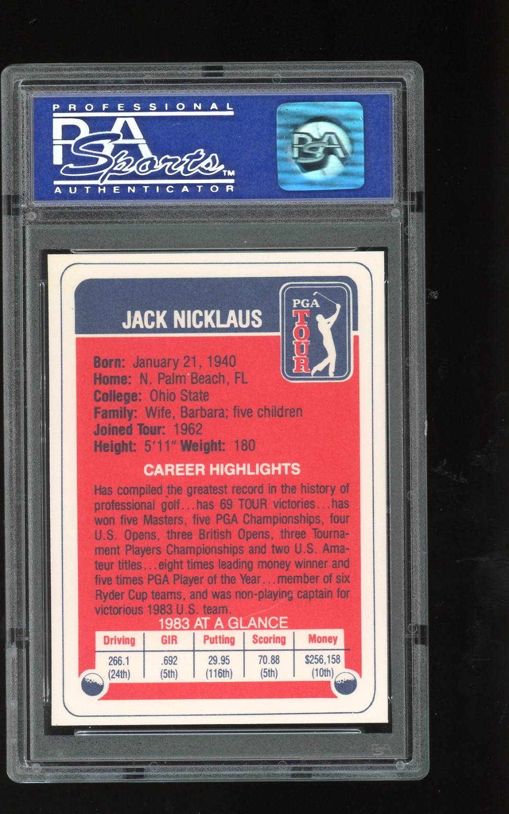 1984 Miller Press (by Donruss) Jack Nicklaus Masters Golf PSA 9 Mint view 2