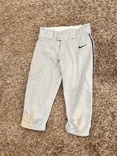 used Nike baseball knickers pants size Youth large gray navy blue piping