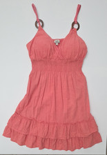 L.E.I. Pink Coral Eyelet Embroidered Smocked Tiered Ruffle Sundress XL