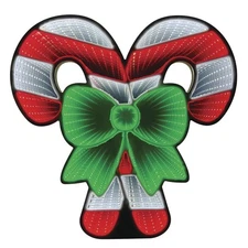 16" Lighted LED Infinity Mirror Candy Cane Christmas Window Wall Holiday Decor