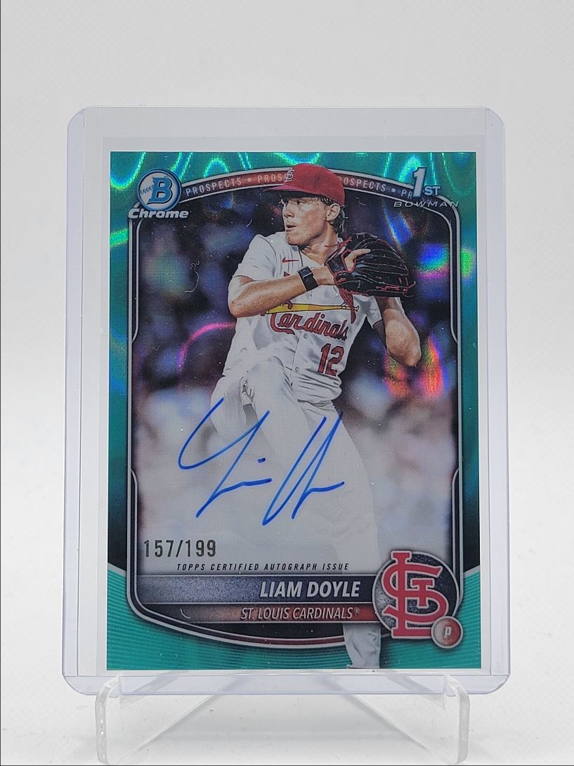 LIAM DOYLE 2025 BOWMAN CHROME DRAFT 1ST AQUA LAVA REFRACTOR AUTO /199 Q5547