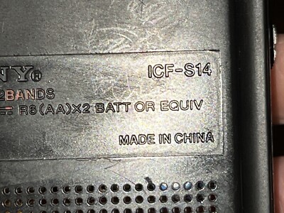 Sony ICF-S14 Black Portable AM/FM 2 Band Receiver Radio Brand Case