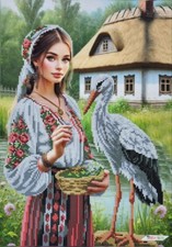 Bead Embroidery Kit Stork DIY Stamped Bead Needlepoint Beadwork b596