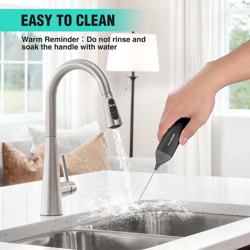 Milk Frother Handheld Double Whisk Foam Coffee Maker USB Rechargeable Electric