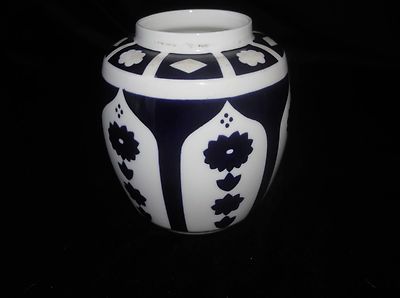 UNVOLLENDETES ROYAL CROWN DERBY INGWERGLAS OHNE DECKEL DICHT BLAU WEISS 1128 4,25''