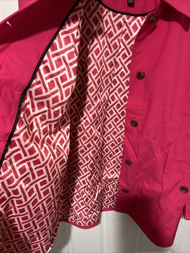 DENNIS BASSO Hot Pink Water RESISTANT BUTTON JACKET W/PRINT LINING-SIZE XL - Picture 5 of 7