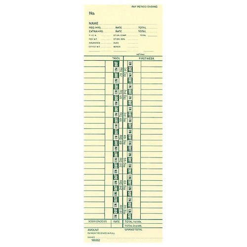 (200 ct.) Weekly or BiWeekly Time Cards for Acroprint, Amano, Lathem