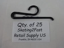 25 Qty. Black Plastic Non Slip Sock Hanger Clip Hook Retail Shopping Supply