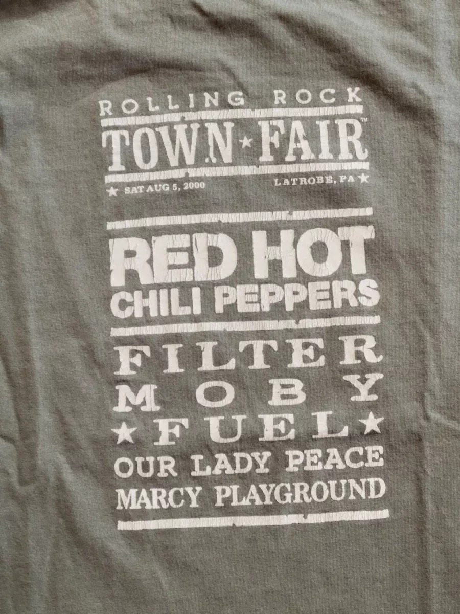 Vintage 2000 Red Hot Chili Peppers T Shirt XL Rolling Rock Town Fair Latrobe, PA