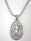 St John of God Medal Italy Pendant Necklace 24" Ball Chain Gift Box Prayer Card