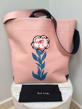 Image of Designer Paul Smith XLarge Pink Leather Flower Tote Shoulder Bag BNWT RRP £895🌷