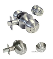 Entrance Keyed Entry  Satin Nickel Round Knob Double Deadbolt Combo Door Lock 