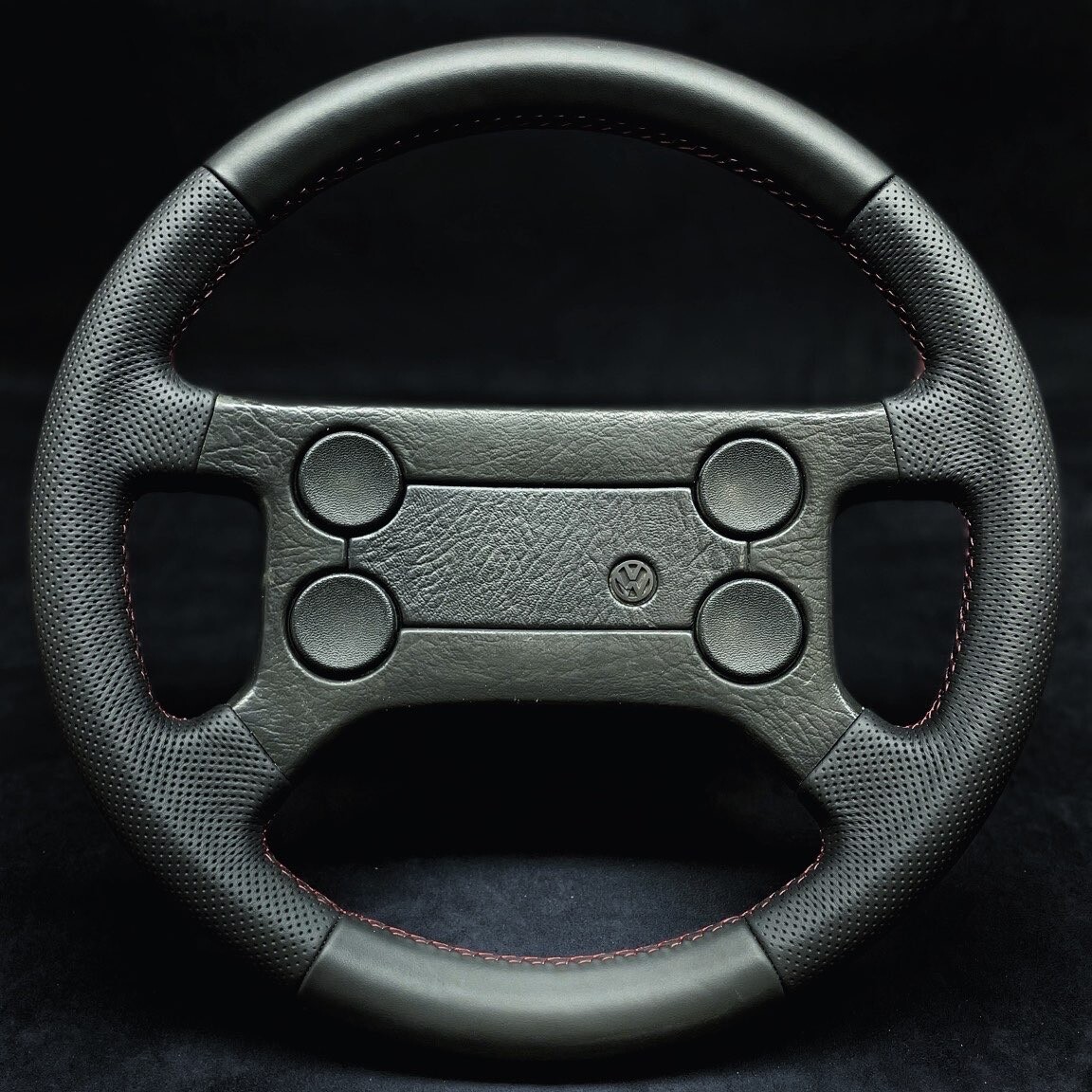 VW GTI JETTA GOLF MK1 MK2 Steering Wheel Leather Perforated Red