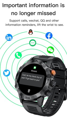 Outdoor Smartwatch IP68 Waterproof Bluetooth Call Fitness 1.53" HD Scree - 第 9/22 張圖片