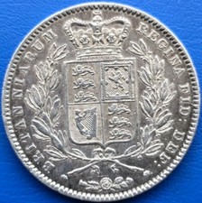 1845 Silver CROWN, CINQ STOPS BRITISH SILVER COIN VICTORIA Beautiful Example