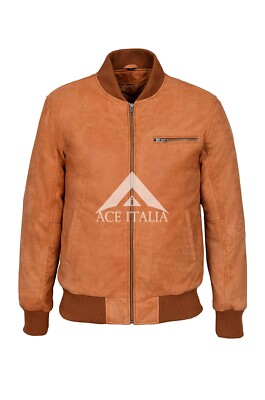 70er Bomber Lederjacke hellbraun Buff klassisch Retro 100% ECHTLEDER 275-Z