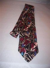 Arthur Barry Black Geometric Motif Necktie 100% Microfiber Made in USA NEW