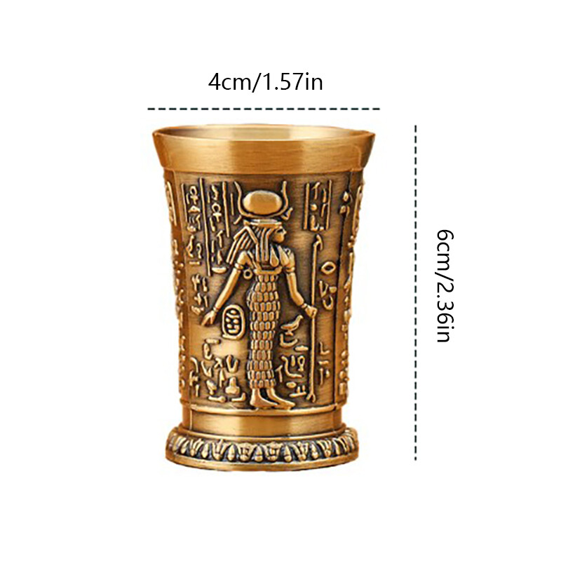 50ML Vintage Egyptian Wine Glass Pharaoh Tut Engraving Goblet Cocktail