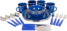 24-Piece Enamel Camping Tableware Set