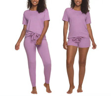 NWT Felina Women's 3 Piece Pajama Set Lounge Set Purple Size L 75 FLD214