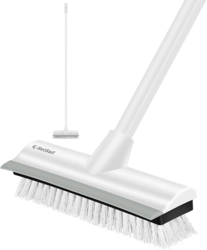 Floor Scrub Brush with Long Adjustable Handle Heavy-Duty Stiff Bristles Floor Sc