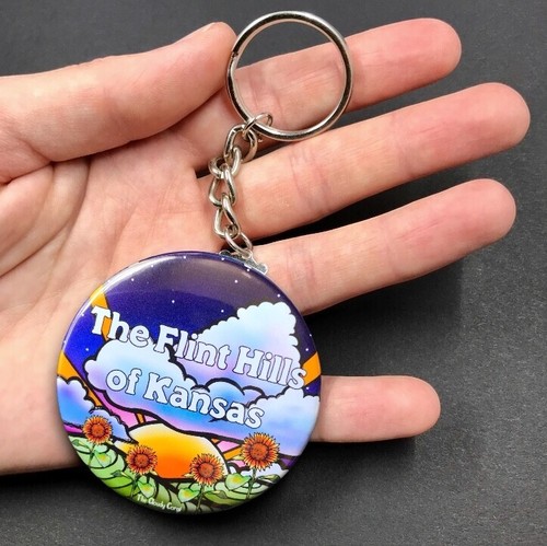 Flint Hills Kansas Prairie Sunset Keychain Handmade Retro Art Gift Accessory - Picture 10 of 19