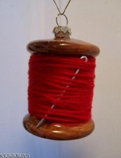 SPOOL OF RED THREAD SEW SEAMSTRESS NEEDLE TAILOR CRAFT CHRISTMAS ORNAMENT NWT