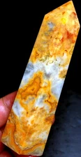 125g WOW! Crazy Agate Yellow stripe agate Quart CRYSTAL WAND POINT Healing  h479