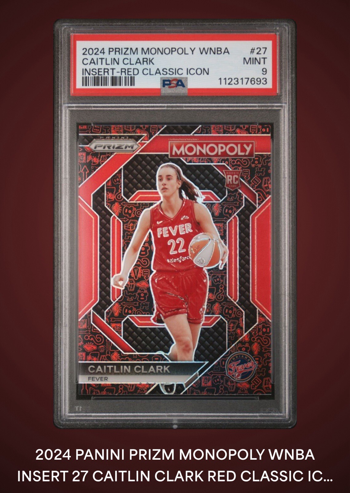 2024 PANINI PRIZM MONOPOLY CAITLIN CLARK RED-CLASSIC ICON (RC) #27 PSA 9!