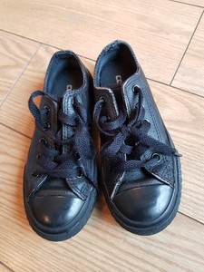 infant black leather converse