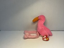 RARE-Ty Beanie Babies Pinky the Flamingo Plush Toy, TAG ERROR Taking Offers