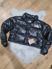 The North Face Nuptse 700 Black Crop Puffer Jacket Size L Brand New