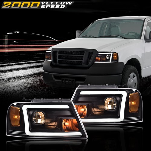 Fit For 2004-2008 Ford F-150 /Lincoln Mark LT LED DRL Projector Black Headlights - Picture 9 of 9