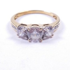 Cubic 3 Stone Ring 9 carat yellow gold Size L1/2 Engagement 
